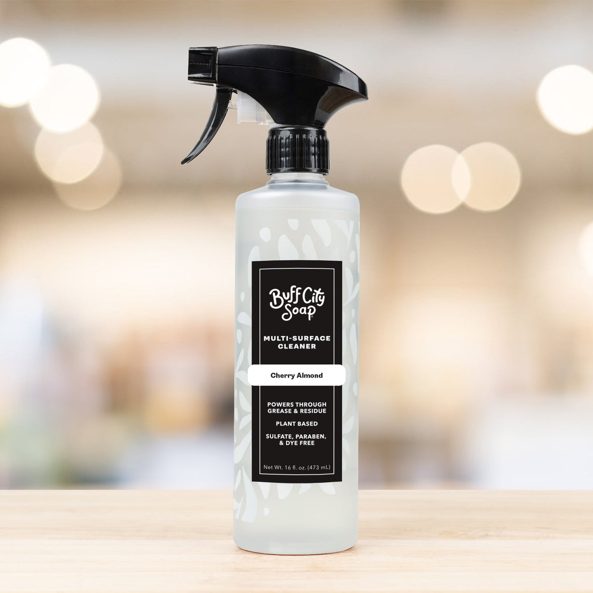 Cherry Almond Multi-Surface Cleaner bottle with plant-based formula for sparkling, scented clean on non-porous surfaces