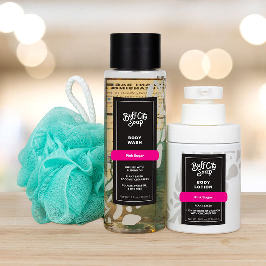 Pink Sugar Shower Essentials Gift Set by Buff City Soap Supply, LLC