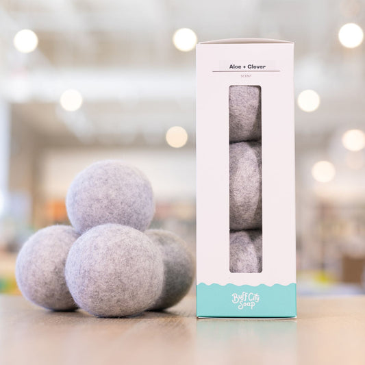 Aloe + Clover Wool Dryer Balls (Set of 3) by Buff City Soap Supply, LLC