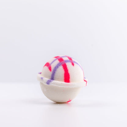 Upright Unicorn Bath Bomb with a pink and purple design