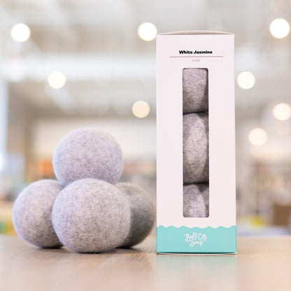 White Jasmine Wool Dryer Balls (Set of 3) by Buff City Soap Supply, LLC