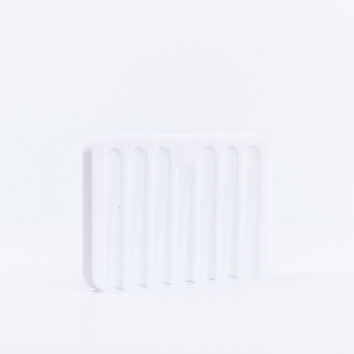 White Silicone Soap Dish placed on its side